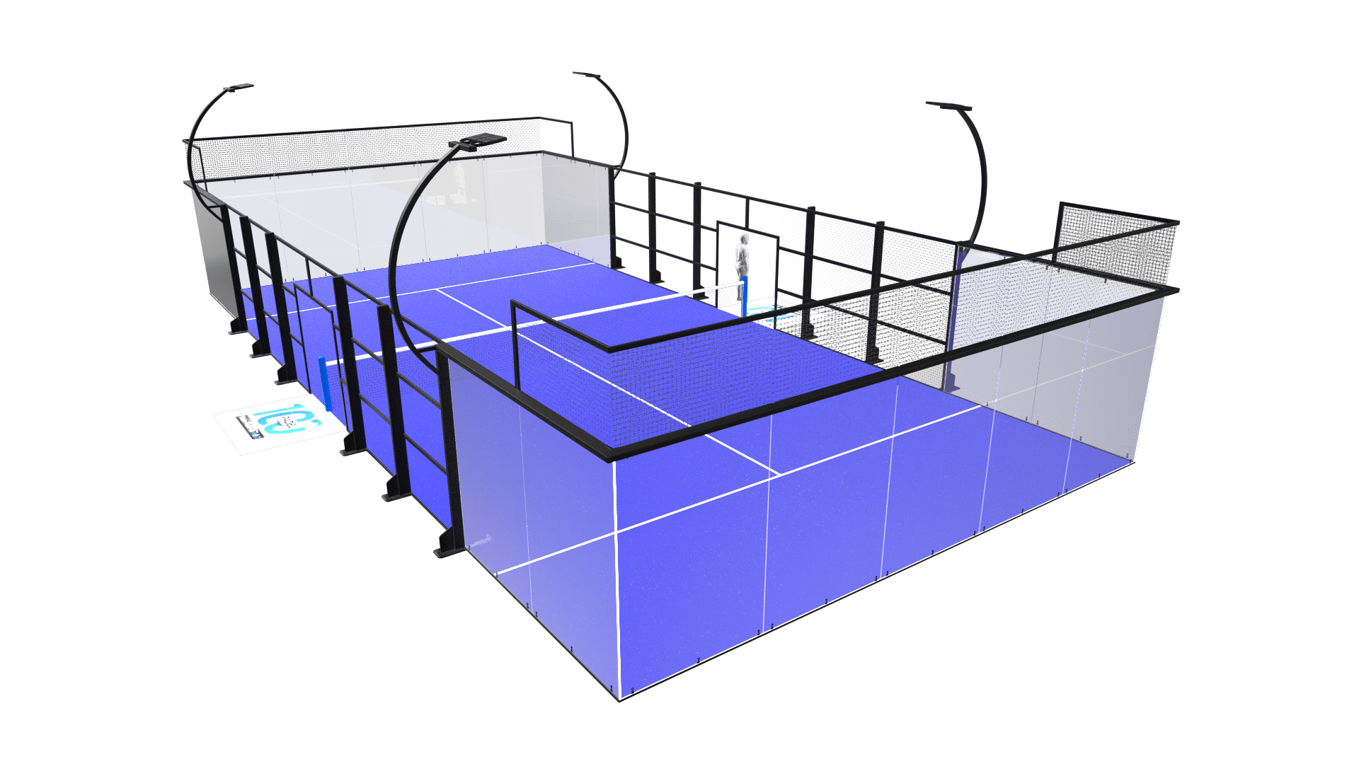 plan angle 45 degré terrain padel